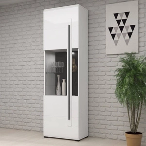 Vitrine Tulsa 60 cm weiß / weiß glänzend unkonventionelle und praktische Lösung ideal für moderne und klassische Innenräume