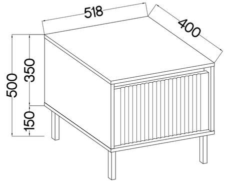 Nachttisch Osaka Eiche evoke / schwarz mit Schublade ideal Schlafzimmer Schrank-Set auf Metall schwarz Beine trendigen Farben