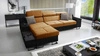Ecksofa mit Schlaffunktion Alcamo honig/schwarz links elegantes und stilvolles Ecksofa mit einer ausziehbaren praktischen Schublade an der Seite des Möbels