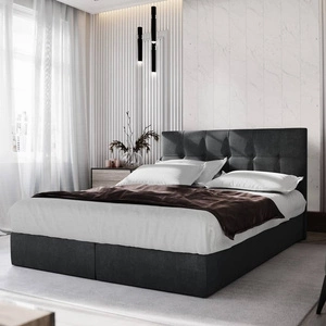 Boxspringbett Harmony 140x200 schwarzes Bett im modernen skandinavischen Stil mit einem Kopfteil mit Zierknöpfen