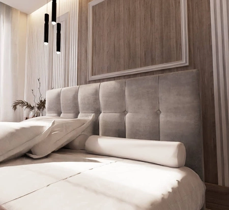 Boxspringbett Harmony 160x200 braun Bett im modernen skandinavischen Stil mit einem Kopfteil mit Zierknöpfen