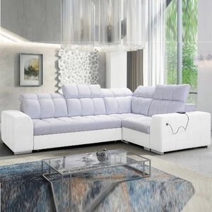 Ecksofa mit Schlaffunktion Luigi II Esche grau/weiß rechtes Ecksofa mit Bettkasten für den täglichen Liegekomfort