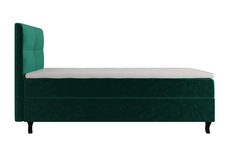 Boxspringbett Melba 100x200 flaschengrün Bett im modernen skandinavischen Stil mit gepolstertem Kopfteil Bett mit Staukasten