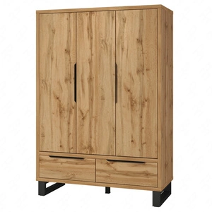 Kleiderschrank Halle S 145 cm Eiche wotan stilvolles Design klassische Form eines Kleiderschrankes für Schlafzimmer oder Ankleidezimmer geräumige Schubladen Kante Griffe