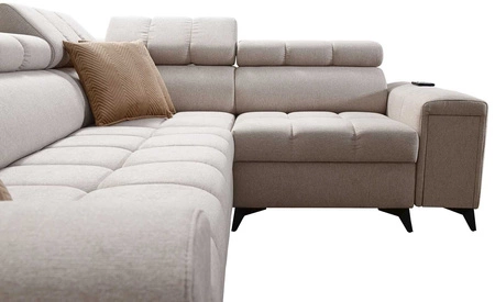 Ecksofa mit Schlaffunktion Bolmso II Senf rechts Ecksofa mit Bettzeugcontainer Vollauszug in der Seite des Möbels