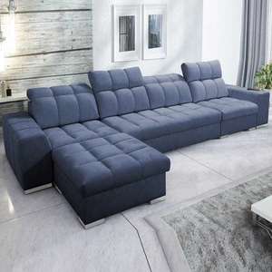 Ecksofa mit Schlaffunktion Luigi XII blau linke stilvolles Ecksofa für das Wohnzimmer in einer minimalistischen und eleganten Ausführung
