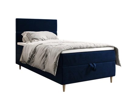 Boxspringbett Bing 100x200 dunkelblau im modernen skandinavischen Stil mit gepolstertem Kopfteil Bett mit Staukasten