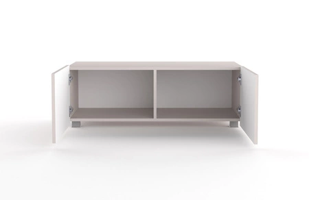 RTV Schrank Colder 100 cm beige mit der Möglichkeit der Aussetzung stilvolle geriffelte Front elegante Form der Möbel in einem modernen Stil