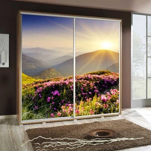 Artistino 205 cm Schiebeschrank mit grafischer Platte III Schrankkorpus in Eiche catania aus 22 mm starker Platte