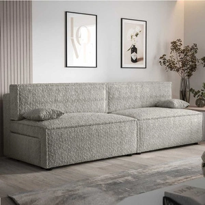 Brandon XL Schlafsofa creme modernes Design und breiter Funktionsstoff mit markanter Schlingenoberfläche