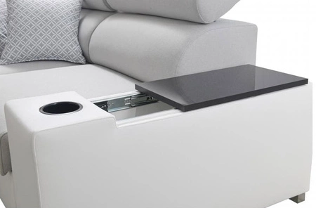 Ecksofa mit Schlaffunktion Provo grau / weiß linkes Ecksofa mit Bettkasten und Funktionserweiterung