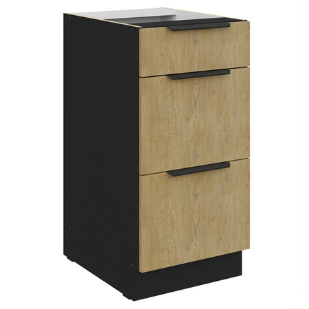 Küchenmöbel-Set Crotone 260 cm elegante Küchenschränke in dezenten und natürlichen Farben Griffe mit Metallkante