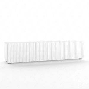 RTV Schrank Colder 150 cm weiß mit Möglichkeit der Aufhängung stilvolle geriffelte Front elegante Form der Möbel im modernen Stil