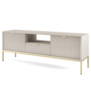 TV Schrank Lovro 154 cm beige modernes Design wird Liebhaber von ausdrucksstarken Interieurs begeistern goldene Metall-Accessoires