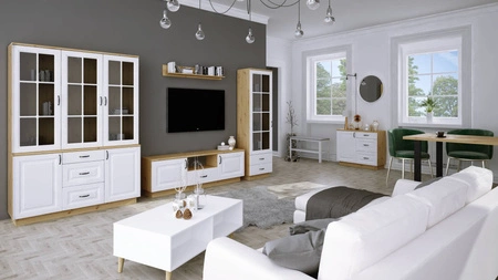 Scandi 100 cm Kommode artisan Eiche / weiß funktionelle und nutzbare Kommode stilvolle gefräste Fronten Metallgriffe