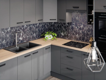 Verdi Spülenschrank mit Schublade Verdi 60 ZL 1S BB feuchtigkeits- und beschädigungsbeständiger Schrank schwarze Metallgriffe