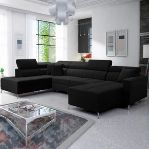 Ecksofa mit Schlaffunktion Nausa VI schwarz rechte Seite stilvolles Ecksofa für Wohnzimmer mit komfortabler Verarbeitung weichen Samtstoff