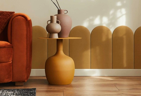 Polsterpaneel Wally 30x100 cm gelb stilvolles Wandpaneel Zaun Veloursstoff modisches Finish für jede Einrichtung