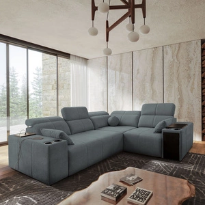 Ecksofa mit Schlaffunktion Tesalia II grau rechtsseitiges Komfort-Ecksofa für das Wohnzimmer mit verschiebbarer Rückenlehne Bettzeugcontainer