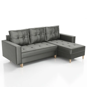 Ecksofa mit Schlaffunktion Vaso grau universal bequemes Ecksofa für Wohnzimmer im skandinavischen Stil großes Bettzeugfach