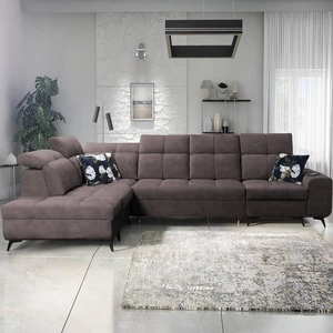 Ecksofa mit Schlaffunktion Buffalo XI braun linksseitig stilvolles Ecksofa mit drei Bettkästen Velourstoff