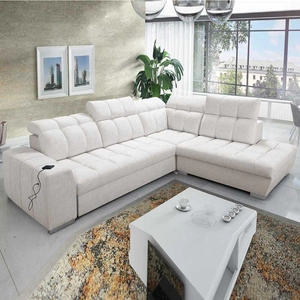 Ecksofa mit Schlaffunktion Luigi VII hellbeige rechts bequemes Ecksofa in modernem Design