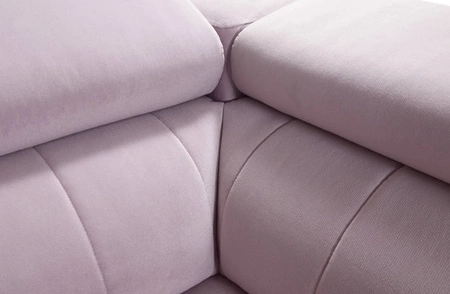 Ecksofa mit Schlaffunktion Nausa III grau rechts Samt stilvolles bequemes Ecksofa verstellbare Kopfstützen Bettzeugcontainer