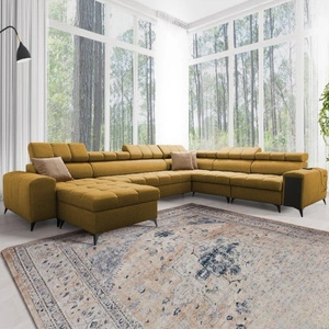 Ecksofa mit Schlaffunktion Bolmso VIII Senfgelb links elegantes und bequemes Ecksofa mit Schublade ideal für geräumige Innenräume