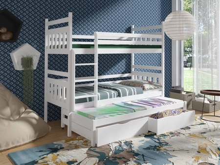 Etagenbett Hania 3-Personen 80x190 cm ideal für ein Kinderzimmer spart Bodenfläche nimmt den Platz eines Einzelbettes