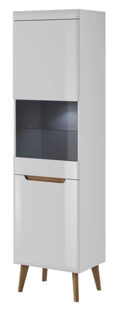 Atka Möbelset weiß / weiß glänzend / Eiche riviera modernes Design Kante mit Spezialfurnier verkleidet Sicherheitsglas gehärtet