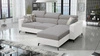 Ecksofa mit Schlaffunktion Savona grau Esche / weiß rechts elegantes Ecksofa mit verstellbaren Kopfstützen Ziernähte