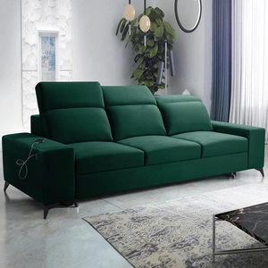 Kelly Sofa mit Schlaffunktion grün stilvolles Wohnzimmersofa mit einfachem Design verstellbare Kopfstützen Veloursstoff