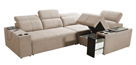 Ecksofa mit Schlaffunktion Tesalia II grau Esche rechts bequemes Ecksofa für Wohnzimmer mit verschiebbarer Rückenlehne Bettzeugcontainer