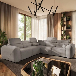 Ecksofa mit Schlaffunktion Cantare III grau Esche links komfortables und stilvolles Ecksofa für das Wohnzimmer zwei Container für Bettzeug