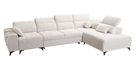 Ecksofa mit Schlaffunktion Penejos XI dunkelbeige rechtes Ecksofa mit verstellbaren Kopfstützen und zwei Bettkästen