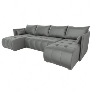 Ecksofa mit Schlaffunktion Selva U hellgrau Interessant präsentiertes Ecksofa aus weichem, samtartigem Stoff