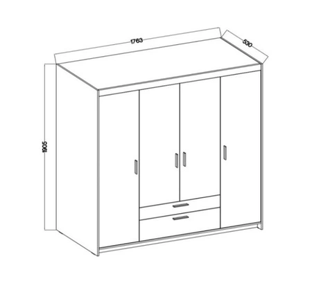 Kleiderschrank Rene 176 cm beige sand stilvolles Design geräumiger Kleiderschrank Kleiderschrank mit klassischer Form ausgestattet mit großen Schubladen