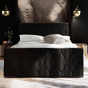 Sparks Polsterbett 160x200 schwarz mit Stauraum in einem modernen Stil mit einem markanten Kopf- und Fußteil