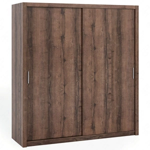 Rico Schiebeschrank 200 cm Eiche Kloster geräumiger Kleiderschrank für Schlafzimmer Garderobe oder Flur klassische Form mit geometrischen Formen