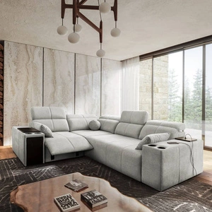 Ecksofa mit Schlaffunktion Tesalia II Lux grau Esche links komfortables Ecksofa mit verschiebbarer Rückenlehne und ausziehbarer Fußstütze