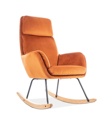 Hoover Schaukelstuhl orange funktioneller und moderner Sessel für das Wohnzimmer hohe Rückenlehne Holzkufen