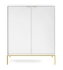 Kommode Lovro 104 cm weiß modernes Design Kommode mit goldenen Accessoires bereichert wird Liebhaber der expressiven Interieur begeistern