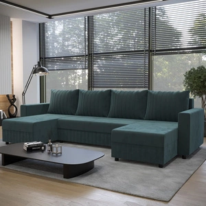 Ecksofa mit Schlaffunktion Pasco U grün klassisches Design geschmackvoller Körper mit garantierter Funktionalität und Komfort weicher Stoff