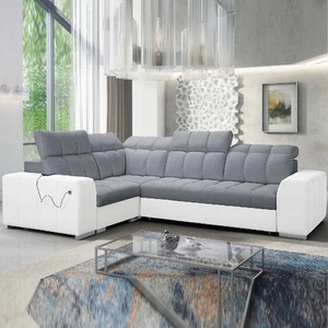 Ecksofa mit Schlaffunktion Luigi II grau / weiß links Komfort für die tägliche Entspannung Ecksofa mit Bettkasten