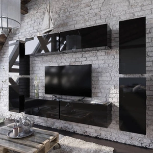 Hängeelement Amber schwarz glänzend Designer und modern, optisch vergrößert Ihr Interieur zum Aufhängen an der Wand