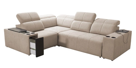 Ecksofa mit Schlaffunktion Tesalia II Lux grün links komfortables Ecksofa mit verschiebbarer Rückenlehne und ausziehbarer Fußstütze