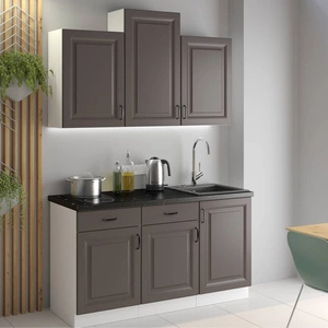 Silbernes Küchenmöbel-Set 150 cm Schränke sehen in klassischen und modernen skandinavischen Interieurs großartig aus