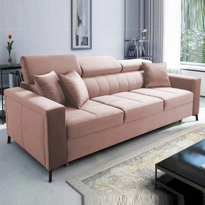 Sofa mit Schlaffunktion Nausa Quarzrosa mit verstellbaren Kopfstützen widerstandsfähig gegen Abrieb und Kratzer bequem zum Entspannen