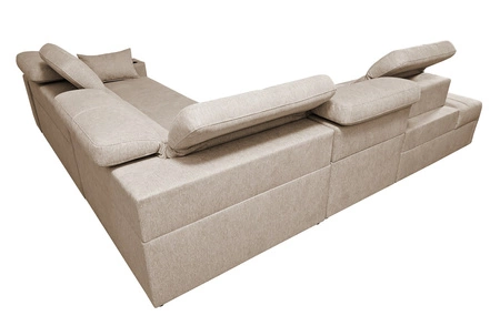 Ecksofa mit Schlaffunktion Tesalia IX grau Esche links modernes Design komfortable Schiebelehne Schublade in der Seite des Möbels