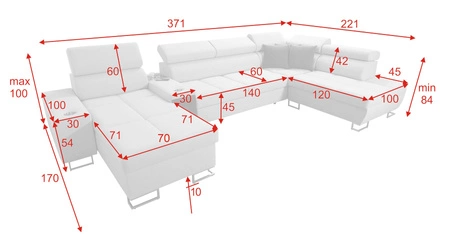 Ecksofa mit Schlaffunktion Dafni V arctic blue links geflochten bequemes und praktisches Ecksofa mit verstellbaren Kopfstützen